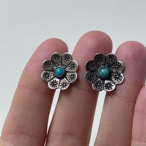 Sterling & Turquoise Flower Earrings